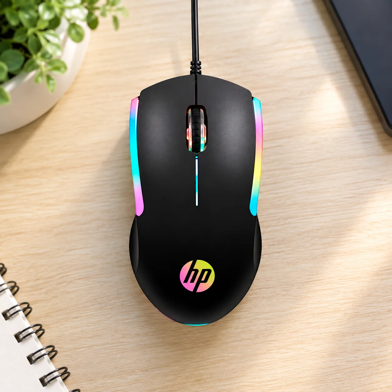 Mouse con cable con luz RGB - HP