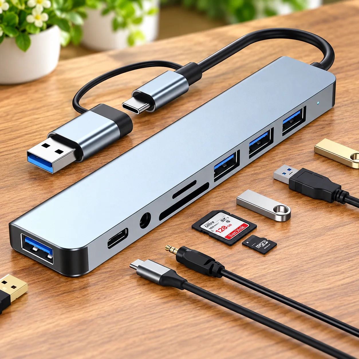 Hub 8 en 1 USB de 3,0